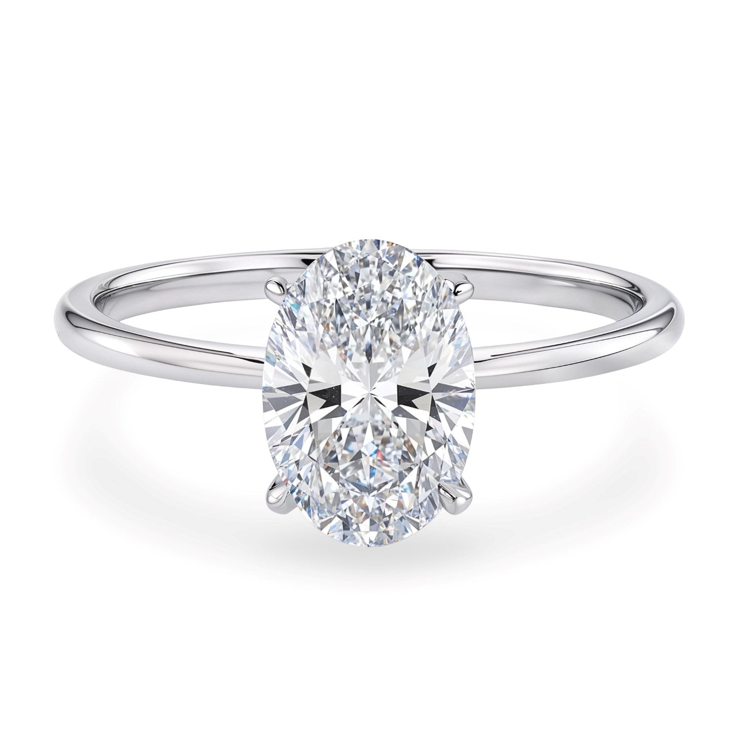 1 1/2 Carat Oval Lab Grown IGI G/VS1 Diamond Solitaire Ring in 14K White Gold