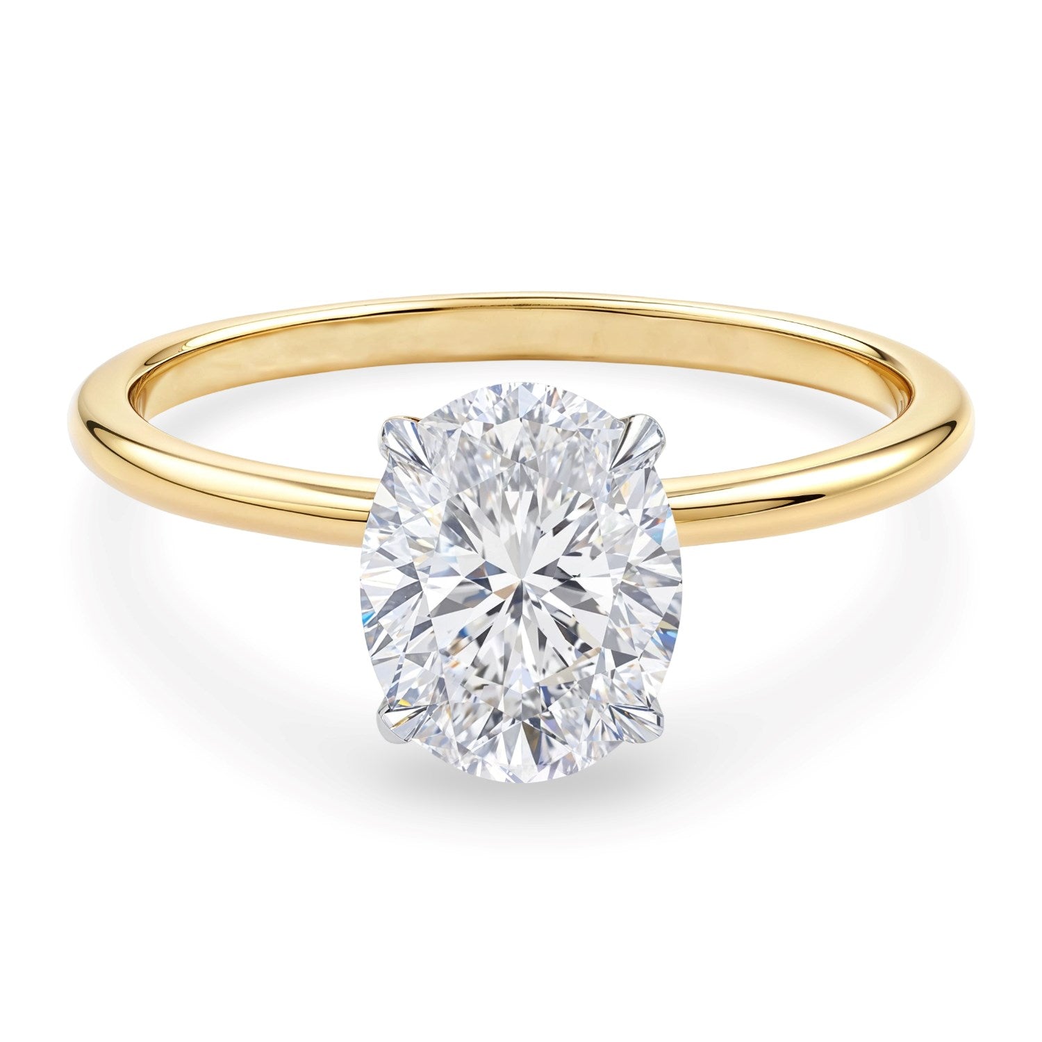 1 1/2 Carat Oval Lab Grown IGI G/VS1 Diamond Solitaire Ring in 10K Yellow Gold