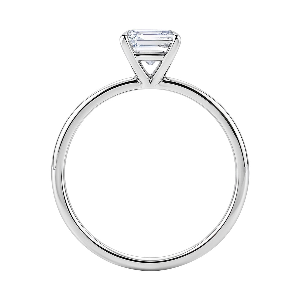 1 1/2 Carat Emerald Lab Grown IGI G/VS1 Diamond Solitaire Ring in 10K White Gold